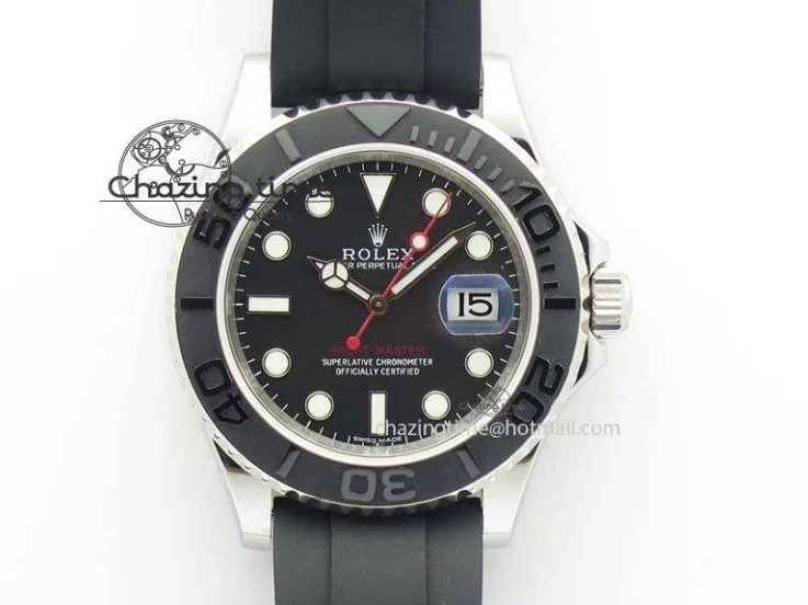 0418 ModernLook Yacht-Master 116655 SS JF Best Edition Ceramic Bezel On Rubber Strap SA 3850